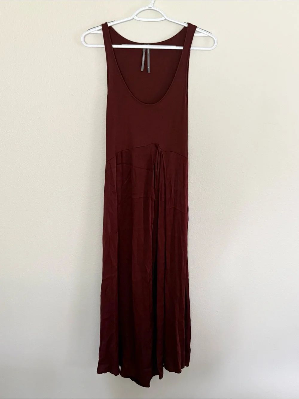 Anthropologie The Gemini Twofer Midi Dress Burgundy Elegant Size M Sleeveless